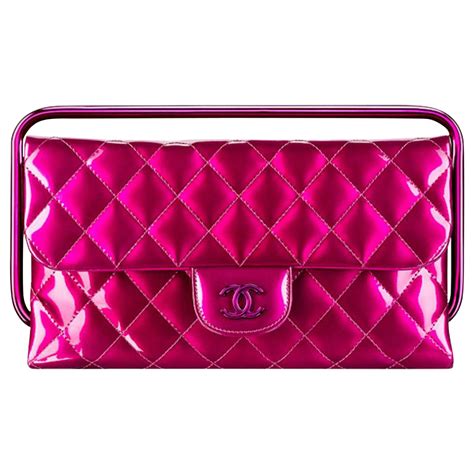 chanel pink and white clutch|More.